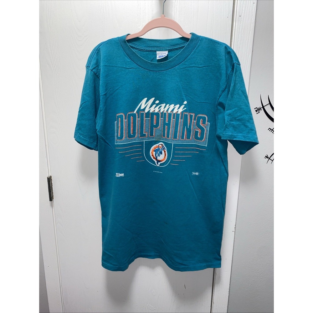 Vintage Salem Sportswear Team NFL Miami Dolphins Large 100% Cotton Graphic Tee‎